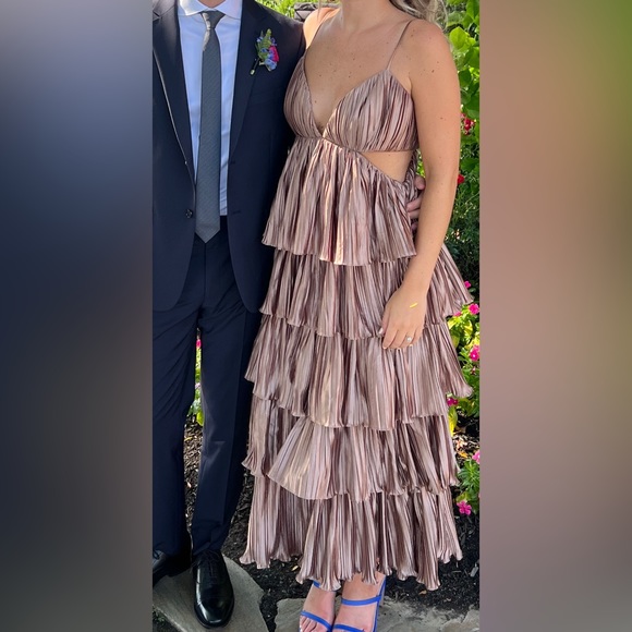 BHLDN Bronze Pleated MIDI Dress - Picture 4 of 4